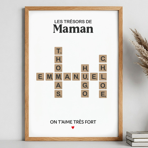 Poster Maman Scrabble avec Prénoms personnalisés