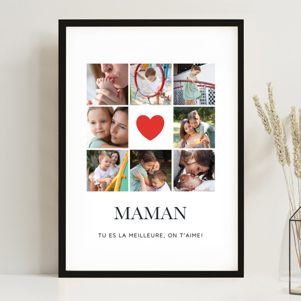 Poster Maman Cœur avec Photos personnalisées