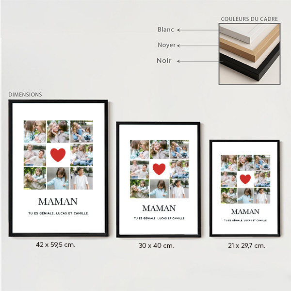 Poster Maman Cœur avec Photos personnalisées
