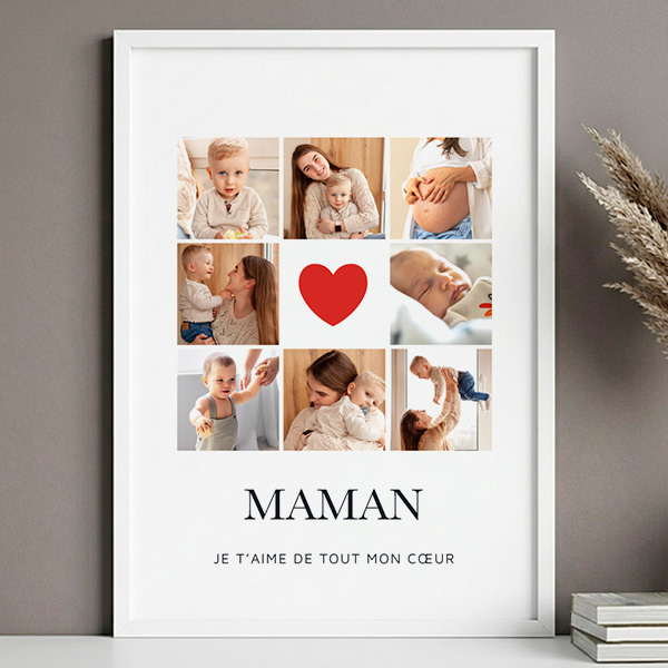 Poster Maman Cœur avec Photos personnalisées