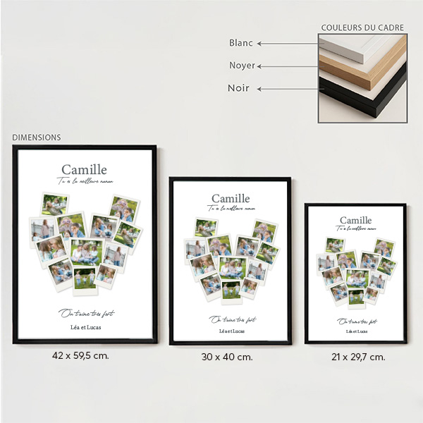 Poster Maman Cœur en Photos Polaroid personnalisées