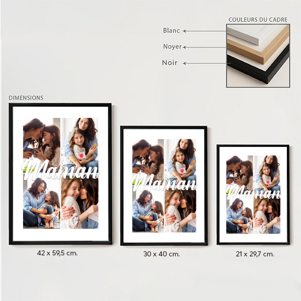 Poster pour Maman avec 4 Photos personnalisées