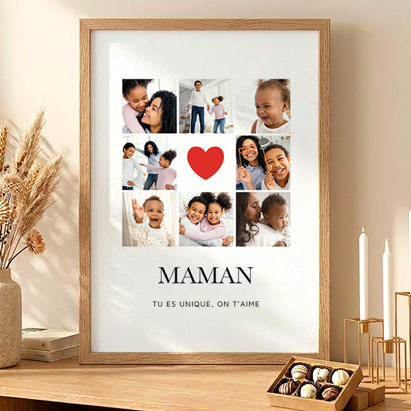 Poster Maman Cœur avec Photos personnalisées