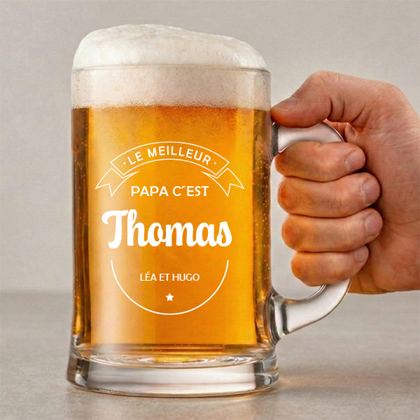 Chope de bière pour le Meilleur Papa avec textes personnalisés