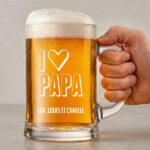 Vignette de Chope de bière I Love Papa avec texte personnalisé