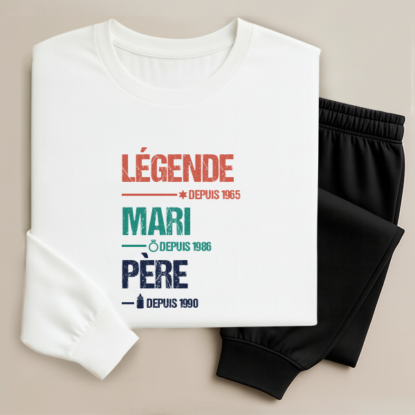 Pyjama Légende, Mari et Père avec texte personnalisé