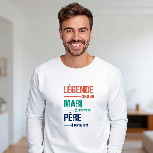 Pyjama Légende, Mari et Père avec texte personnalisé