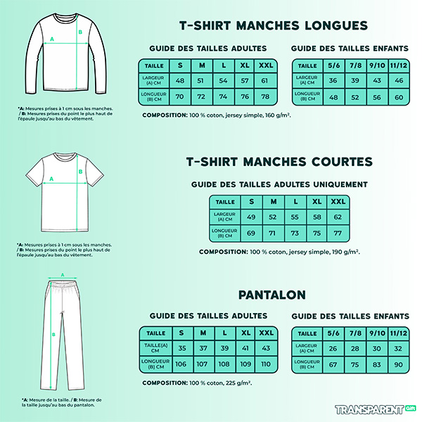 Pyjama Personnages Été ou Hiver avec Texte personnalisé