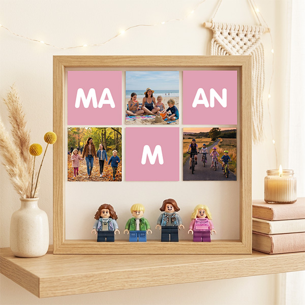 Cadre avec minifigurines Lego Maman avec Cœur et Photos personnalisées
