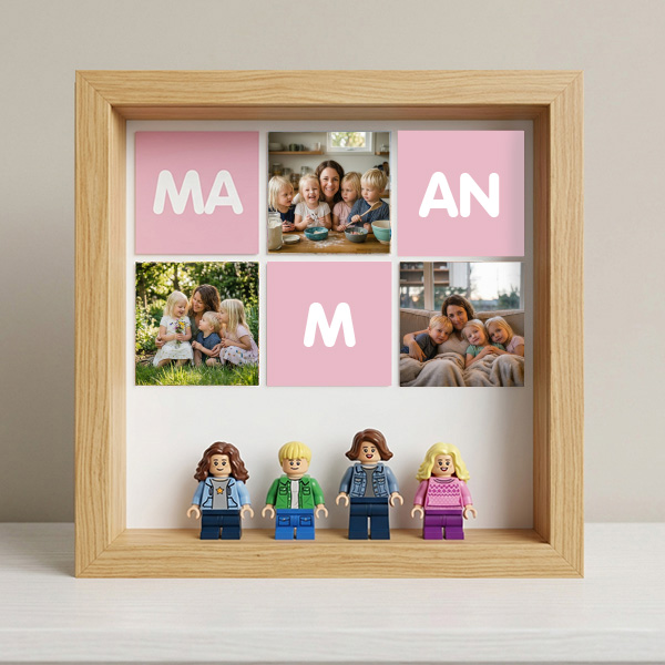 Cadre avec minifigurines Lego Maman avec Cœur et Photos personnalisées