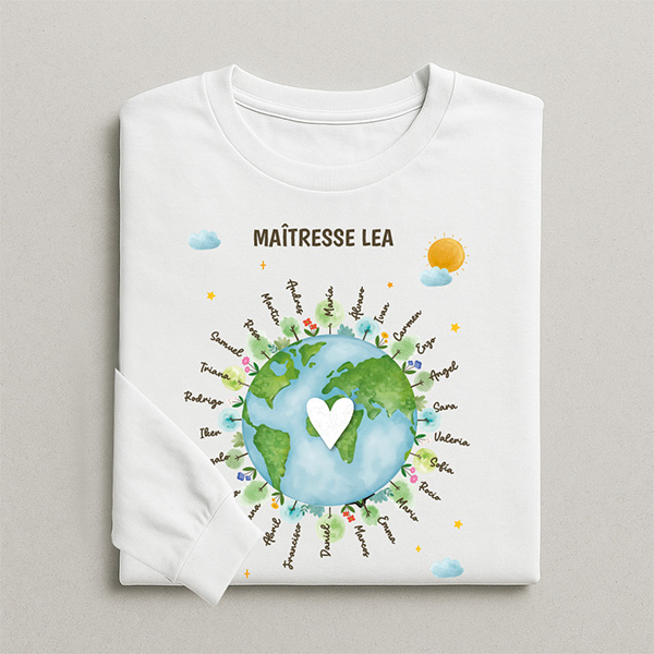 T-shirt Planète pour Enseignants avec Prénoms personnalisés T-shirt Planète pour Enseignants avec Prénoms personnalisés