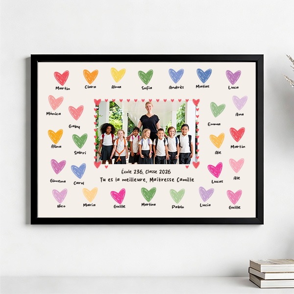 Poster pour Enseignants avec Cœurs et Photo personnalisée