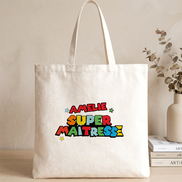 Tote Bag Super Profe avec Prénoms personnalisés