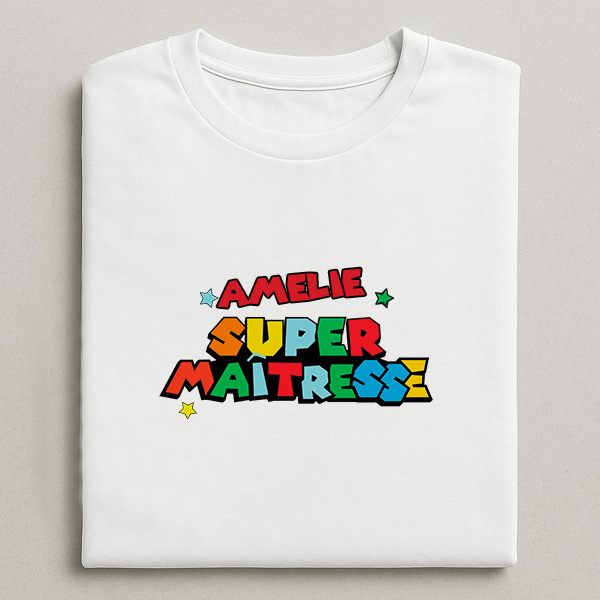 T-shirt Super Maîtresse avec Prénoms personnalisés