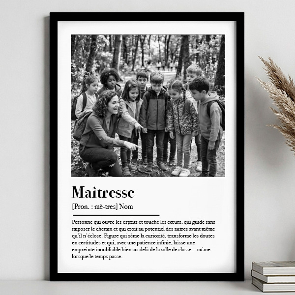 Poster Définition d’Enseignant en Noir et Blanc avec Photos personnalisées