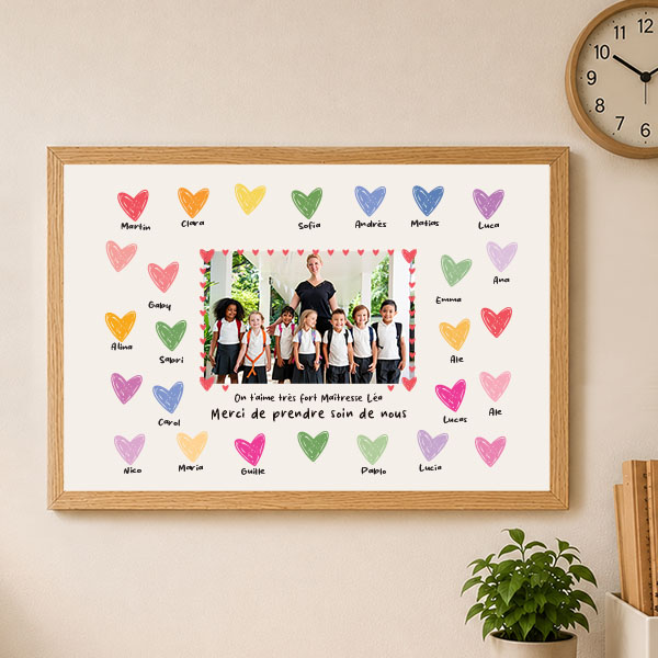Poster pour Enseignants avec Cœurs et Photo personnalisée