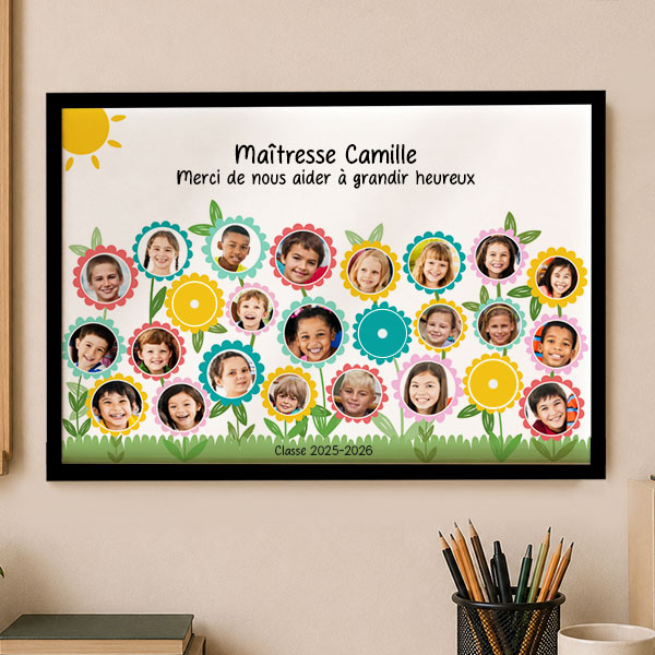 Poster pour Enseignants en Fleurs avec Photos personnalisées
