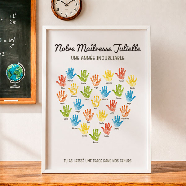 Poster pour Enseignants avec Mains et Prénoms personnalisés