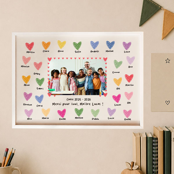 Poster pour Enseignants avec Cœurs et Photo personnalisée