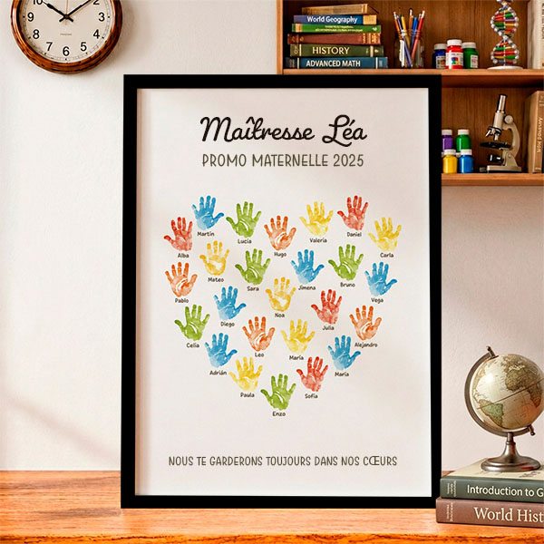 Poster pour Enseignants avec Mains et Prénoms personnalisés