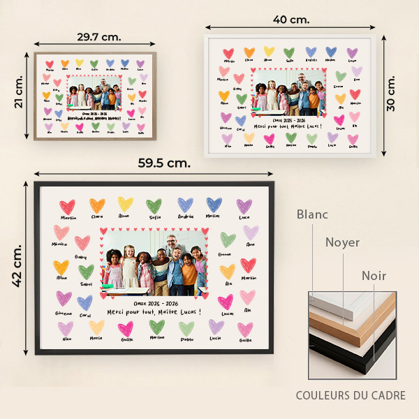 Poster pour Enseignants avec Cœurs et Photo personnalisée