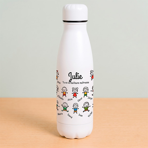Bouteille avec Petits Personnages et Prénoms personnalisés