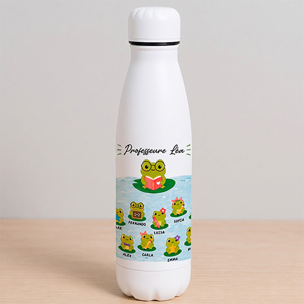 Bouteille avec Petites Grenouilles et Prénoms personnalisés
