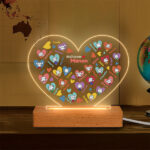 Vignette de Lampe Cœurs Petits Personnages avec Prénoms et Texte personnalisée