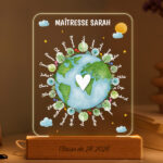 Lampe Planète pour Maîtresse avec Prénoms personnalisés Vignette de Lampe Planète pour Maîtresse avec Prénoms personnalisés