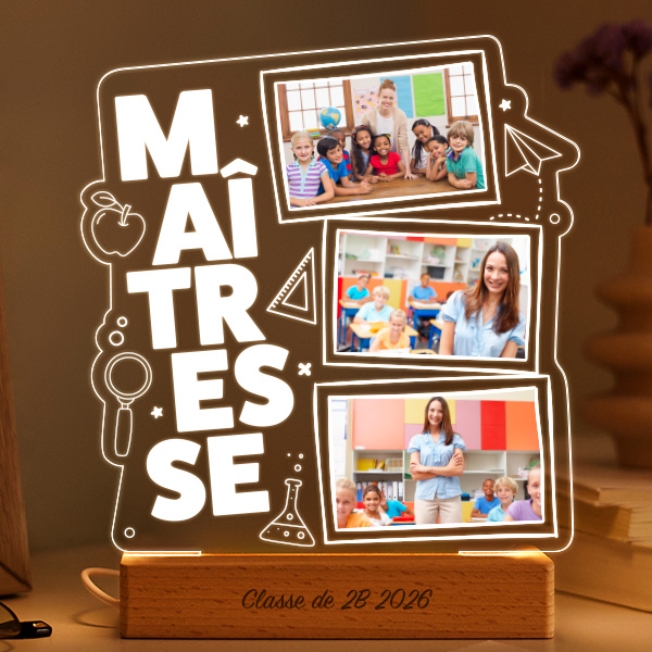 Lampe pour Enseignant avec 3 Photos personnalisées