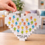 Vignette de Puzzle de Blocs Cœur avec Mains et Prénoms personnalisés