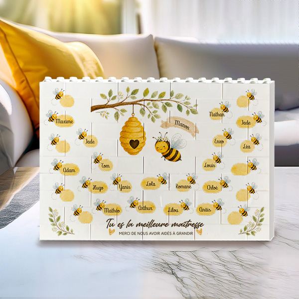 Puzzle de Blocs avec Petites Abeilles et Prénoms personnalisés
