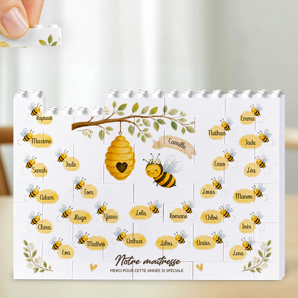 Puzzle de Blocs avec Petites Abeilles et Prénoms personnalisés