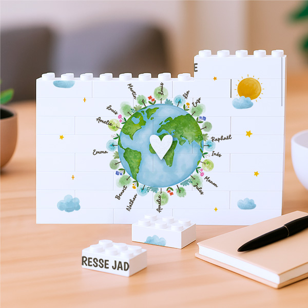 Puzzle de Blocs Planète avec Prénoms personnalisés