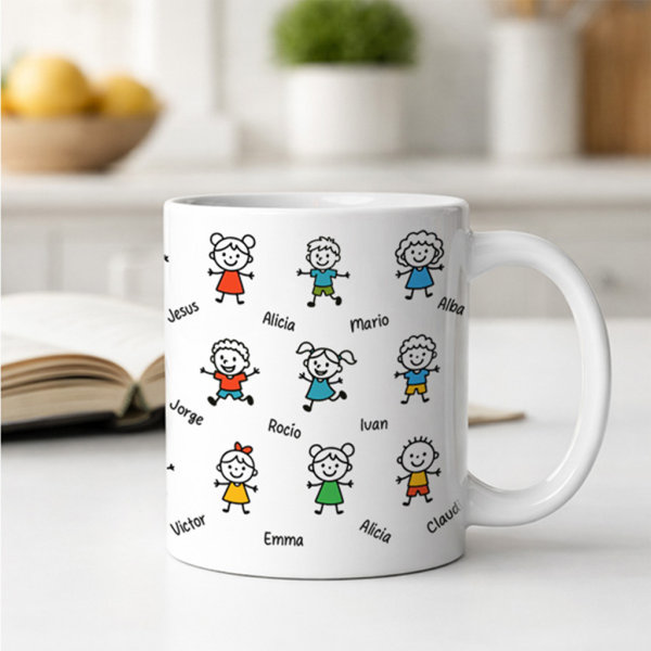 Mug avec Petits Personnages et Prénoms personnalisés