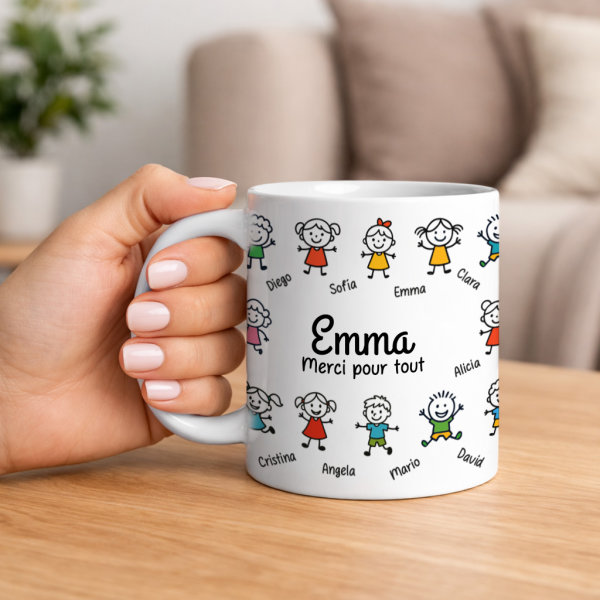 Mug avec Petits Personnages et Prénoms personnalisés