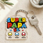 Vignette de Porte-clés Super Papa avec Prénoms Personnalisés