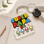 Vignette de Porte-clés Super Papa avec Prénoms Personnalisés