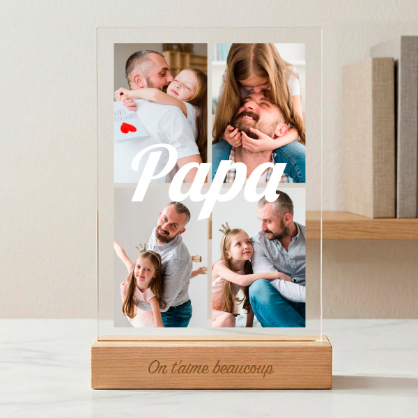 Plaque Papa personnalisée avec 4 photos