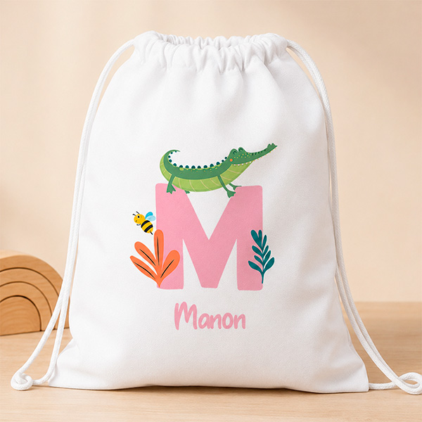 Sac à Dos Cordon Enfant avec Initiale Personnalisée