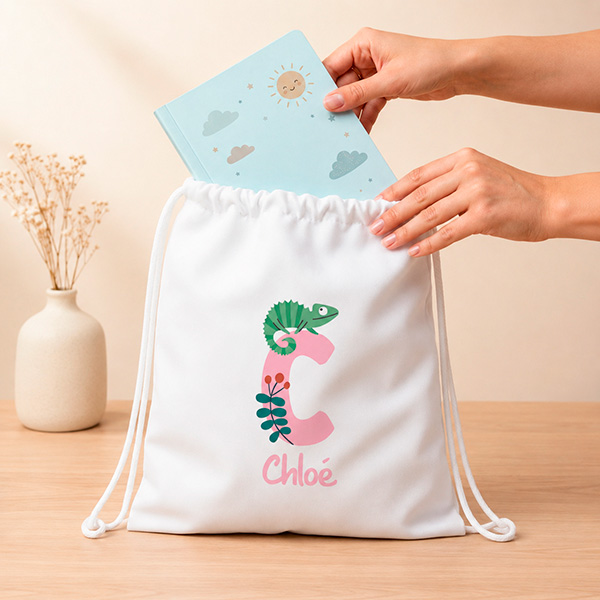 Sac à Dos Cordon Enfant avec Initiale Personnalisée