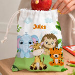 Vignette de Sac à Goûter Enfant Animaux de la Jungle personnalisé