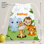 Vignette de Sac à Goûter Enfant Animaux de la Jungle personnalisé