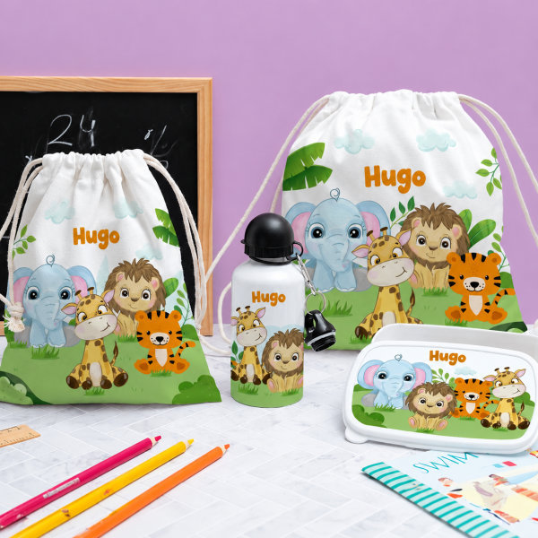 Sac à Goûter Enfant Animaux de la Jungle personnalisé