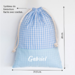 Vignette de Sac à Goûter Enfant Carreaux Bleus personnalisé