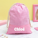Sac à Goûter Enfant Carreaux Roses personnalisé Vignette de Sac à Goûter Enfant Carreaux Roses personnalisé