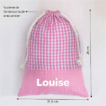 Vignette de Sac à Goûter Enfant Carreaux Roses personnalisé