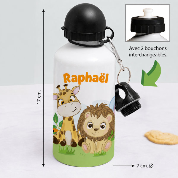 Bouteille Enfant Animaux de la Jungle personnalisée