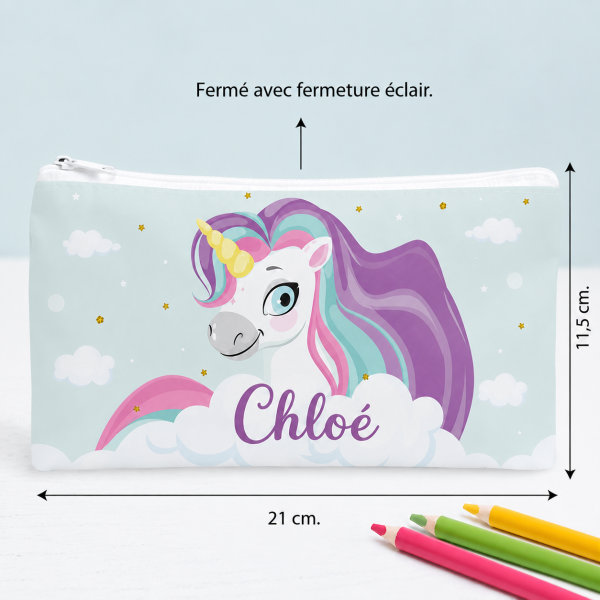 Trousse Scolaire Enfant Licornes personnalisée