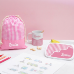 Vignette de Trousse Scolaire Enfant Carreaux personnalisée